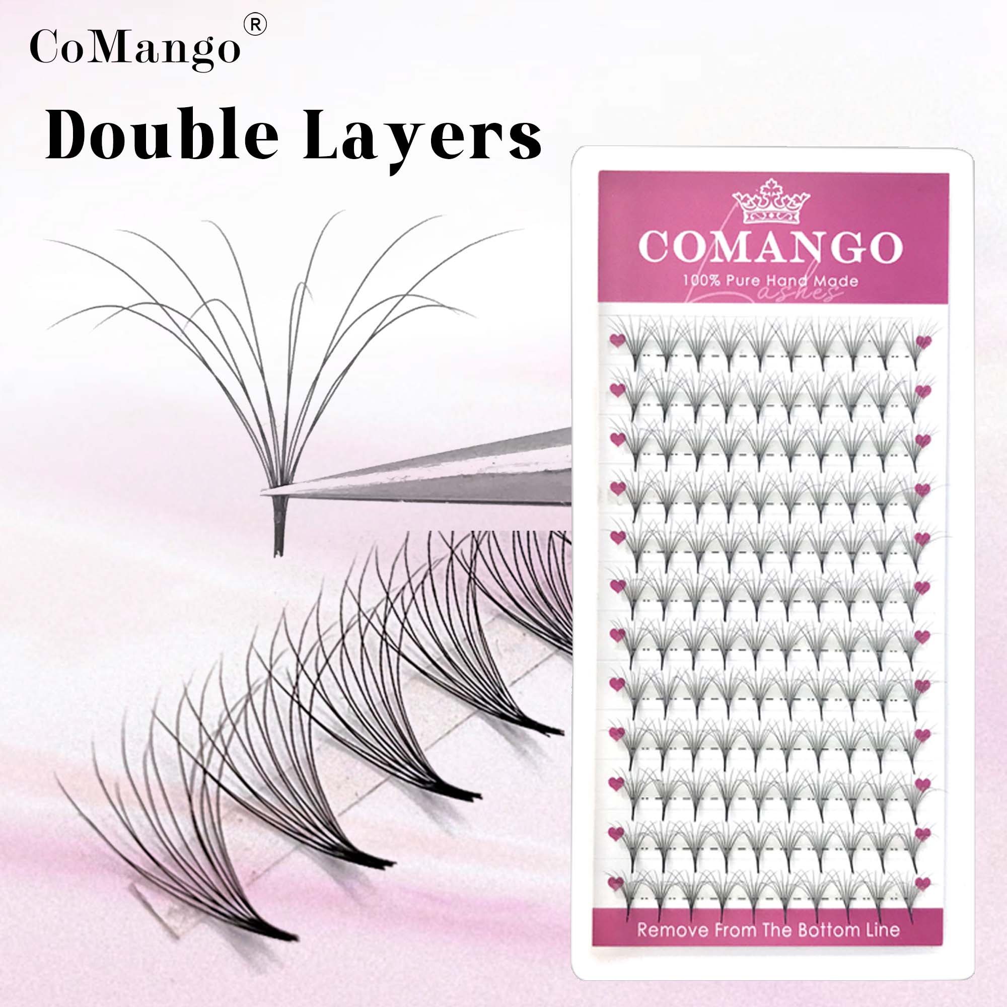 Eyelash Extension Double Volume - COMANGO hübsche doppellagige flauschige vorgefertigte volumenfans