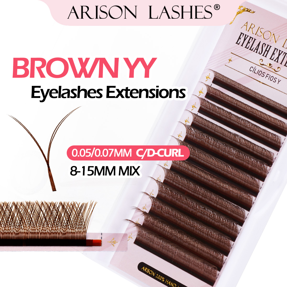 Eyelash Extension Double Volume - ARISON Braune 2D YY Wimpern mit