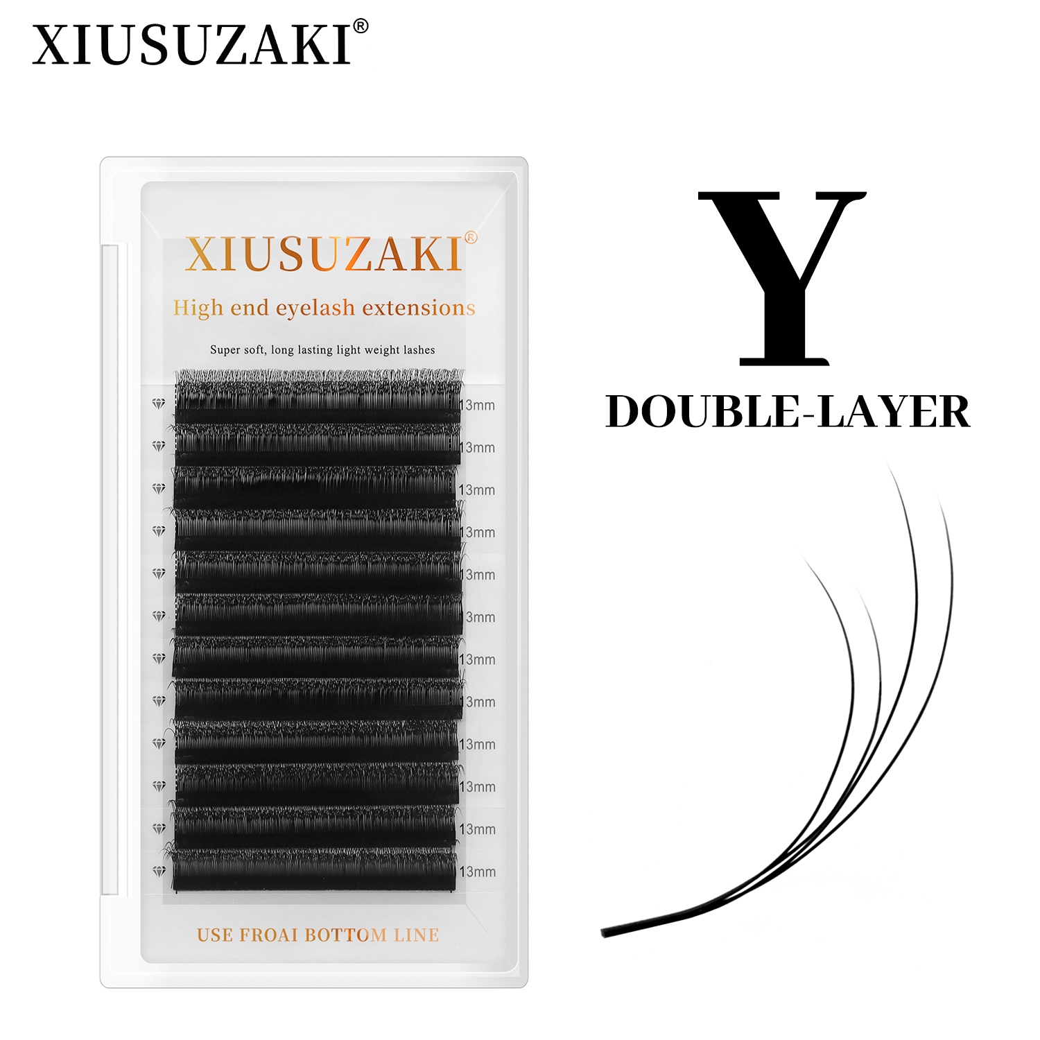Eyelash Extension Double Volume - XIUSUZAKI Doppelschichtige YY Wimpernverlängerungen Matt Schwarz
